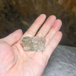 Gegegems Collection premium Green Phantom Quartz 3 dimensions Pi Xiu pendant Icy transparent with rainbow reflection & layers of "mountains" (free necklace cord) [Natural Crystal]