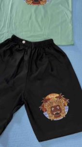 SETELAN KAOS OBLONG DAN CELANA PENDEK ANAKUSIA -10TAHUN SABLON BARONG BALI BAHAN KATUN COMBED LEMBUT