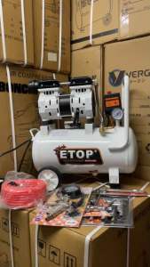 `ETOP Original White ถังลม 30 ลิตร 1100W ปั๊มลม, 6 อย่าง และ 10 ม. เสียงเงียบกริบ อุปกรณ์ ราคาที่สุด 3 ชุด`