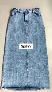 Theana Skirt-Rok Jeans Wanita Kancing Depan Front Slit/Rok Spawn Jeans Panjang Korean Style