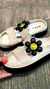 Sandal Wanita Ban Dua Karet Jelly Slop Korea Import Bunga Slip On Cute Kekinian
