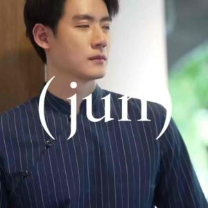 (JUN) Hanfu Shirt เสื้อเชิ้ตผู้ชายฮั่นฝู ลายครอสสีดำ