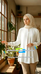 Exclusive Shirts & Blouses Wanita Baju Muslimah Blouse Lengan Panjang Clothing