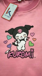 WILIANDI Baju Sweater Anak Crop Top Perempuan Remaja Tanggung Atasan Basic Kuromi Sanrio Cute Trend Terbaru Usia 4-13 Tahun Kekinian