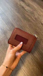 Ví Mate LEMONT da bò thật khoá kéo có dây đeo tiện dụng