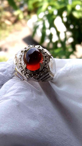 Cincin natural batu garnet dim 10mm