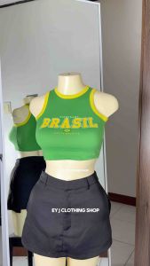 BUY 1 TAKE 1 (2PCS) JEZY BRASIL RACERBACK TANK CROP TOP COTTON SPANDEX FOR WOMEN Womenswear Comfortable Lady Casual Sleeveless