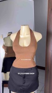 BUY 1 + GET 2 FREE (3PCS) Marreth Halter Neck Top Basic Open Back For Women Womenswear Plain Knit Comfortable