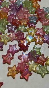 100 pcs Transparent flat star beads mix colors size 14 mm for diy jewelry beading crafts  accessories