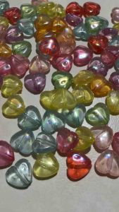 100 pcs  Cute flat heart beads size 11 mm mix clear colors for diy jewelry beading accessories