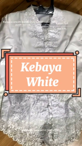 NK Baju Kebaya Nyonya Sulam Senada White Traditional Wear Long Sleeve Tersedia Saiz Jumbo