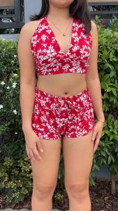 SUMMER BIKINI SWIMSUIT SHORT SELFTIE HALTER TOP