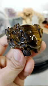Natural Precious Golden Tiger Eye Crystal Dragon Turtle Carved Ornament DT05