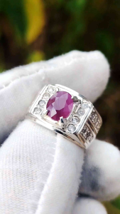 Natural Untreated Tanzania Ruby 2.16 carat silver handmade ring