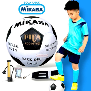 Bola Sepak Mikasa Anak Size 5 Empuk Pres Gratis Kaoskaki Pompa Jaring Pentil