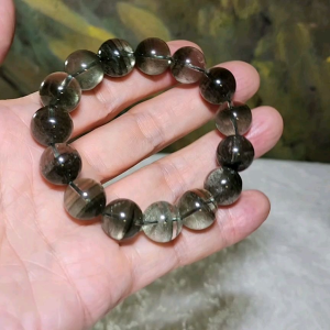 13mm Premium Green Phantom Quartz "thousands layers mountains" bracelet [Natural crystal] 优质绿幽灵千层山手链
