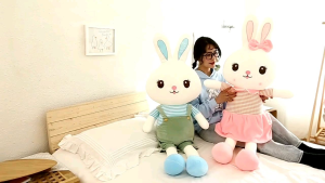 46CM/55CM Couple Rabbit girl and boy girls doll dolls princess toy toys kids girlfriend birthday gift plush soft stuffed toy 兔情侣