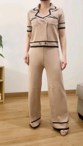 ●ECLAIRE● 003 Setelan Celana Knit Rajut Lengan Pendek Shortsleeves Korea Basic Kasual Casual Mode Kerja Kantor Import moaiz
