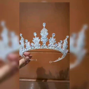 [MK97] Mahkota Pengantin Teratai Permata Zirconia Panjang Sampai Telinga