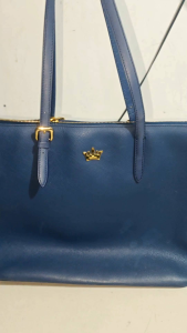 Preloved J Estina Korea Blue Tote BagGenuine Leather Bag
