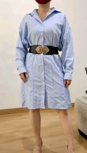 ECLAIRE 063: Dress Salur Korea Lengan Panjang untuk Kerja Formal Kasual