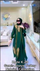 Baju Gamis Abaya Turkey Hitam Premium Dewasa Elish Warna