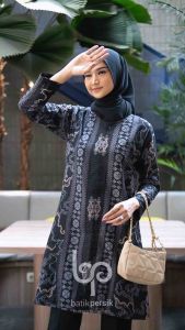 Baju Batik Couple Dress Tunik Kemeja Lengan Panjang