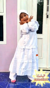 BAJU Gamis Anak Putih Bordir Naf Rempel: Terbaru Gamis Anak Perempuan 4 - 12 Tahun Warna Putih