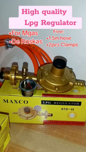 LPG Regulator with gauge & Anti-explosion controller with Free hose 1.5m and 2pcs clamps Heavy duty I Rayms
