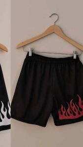 Celana olahraga motif api pria wanita kekinian