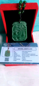 Liontin Natural Baru Giok Burma / Natural Jadeite Jade Burma Myanmar Motif Naga dijamin asli natural dengan memo yang sudah teruji di laboratorium permata