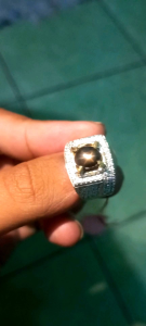 Cincin Natural Permata Black Star Sapphire Corondum /Black Star Safir NTD (No Treatment Detection) fenomena 6 Star dijamin asli natural dengan memo yang sudah teruji di laboratorium permata