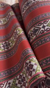 Red Etnik Stripe | Traditional Design Fabrics Textile Tela | Katutubo 60 inches width sold per yard (Continuous/uncut) by Lasuerte