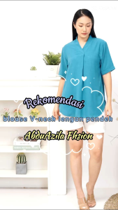 Blouse T-shirt simpel polos lengan pendek atasan wanita leher V baju wanita polos lengan pendek