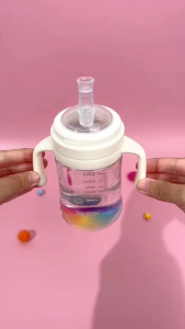 Sakumini Botol Minum Rainbow Sedotan Tritan Trainning Sippy Straw Cup 260 Ml Anak