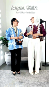 Kemeja Wanita Korean Style Seyna Lace Terbaru Biru Burgundy Lime Hitam Oversize Jumbo Bigsize