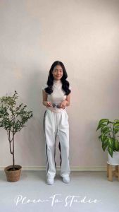 Leopard two tone pants กางเกงวอร์มทรงสวย ดีเทลทูโทนแต่งแถบข้างสุดเท่ห์ มี2สี