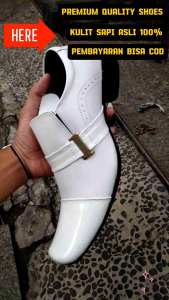 SEPATU PANTOFEL FORMAL PRIA ( GARANSI KULIT SAPI 100% ) MODEL 6015 PUTIH ( PREMIUM HIGH QUALITY )