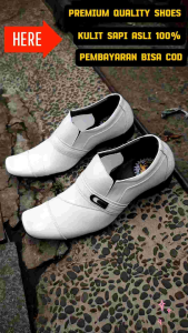 SEPATU PANTOFEL FORMAL PRIA ( GARANSI KULIT SAPI 100% ) MODEL 6002 PUTIH ( PREMIUM HIGH QUALITY )