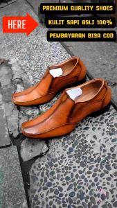 SEPATU PANTOFEL FORMAL PRIA ( GARANSI KULIT SAPI 100% ) MODEL 6029 TAN ( PREMIUM HIGH QUALITY )
