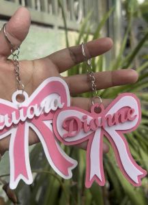 Personalized Bow Keychain with Name- Custom Name - Unique Gift - 3d printed Material PM YOUR NAME