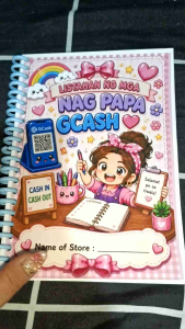 Gcash Recording Notebook 70 Leaves Spiral Bound Pink Cover with Rainbow and Bow Design