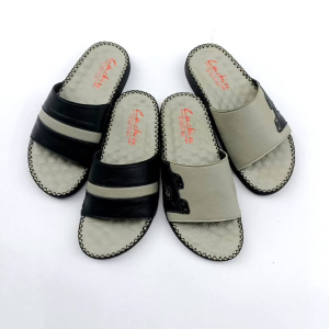 Dép nam quai ngang da bò THẬT đế đốc tờ mặt tẩy da bò  mát xa chân êm ái