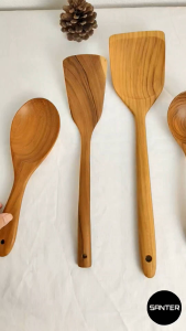 JT301. Teak Wood Wooden Kitchen Utensils / Rice Paddle / Frying Spatula / Wok Spatula / Soup Ladle / Angled Spatula / Slanted Spatula / Slotted Turner
