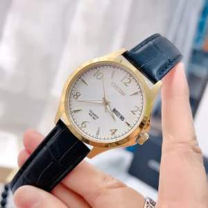 ĐỒNG HỒ NAM CHÍNH HÃNG Citizen BF2003-25A Quartz White Dial Gold Case Black Leather For Men