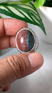Cincin batu bacan motif kembang realpic