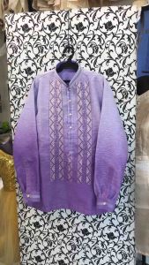 Men’s Top Barong Tagalog Dusty Blue – Chinese Collar Formal Barong | Inga Designs