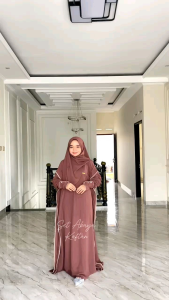 kaftan set hijab set outer vest - airflow crinckle premium viral | kaftan kekinian set outer hijab fasmina busui friendly / gamis kekinian gamis simpel modis elegan mewah keren lucu bahan adem lembut jatuh