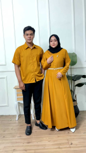 Baju couple Toyiba couple keluarga gamis+ kerudung broks sabuk mutiara Dres + Bros dan sabuk mutiara