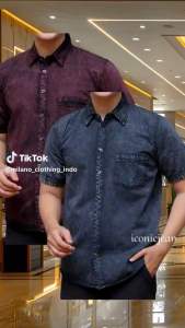 Kemeja Jeans Pria Casual - Kemeja Denim Pria - Kemeja Lebaran 2025 - Outfit Lebaran 2025 - Kemeja Pria Lengan Panjang bahan soft Jeans - Kemeja Pria lebaran